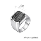 Vnox Stainless Steel Ring with Grey Zircon, Silver, US Size 7-12