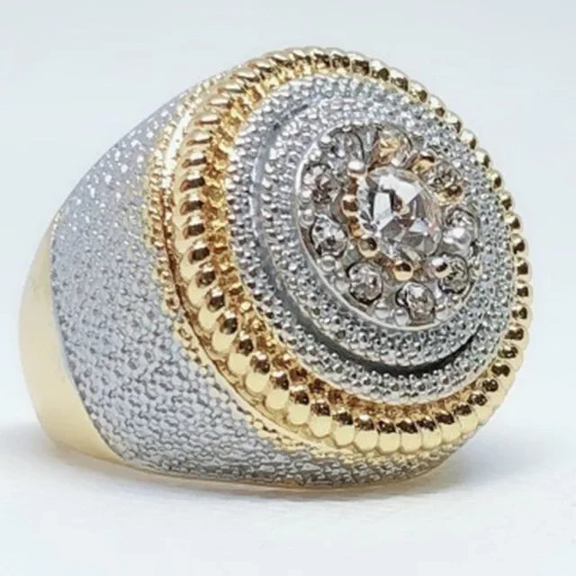Rhinestone Hip Hop Square Ring Pave Setting CZ Engagement Ring