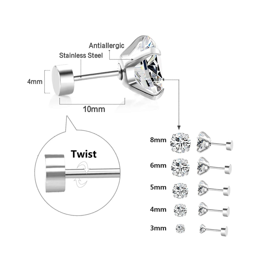 Stainless Steel Crystal Stud Earrings by LUXUSTEEL