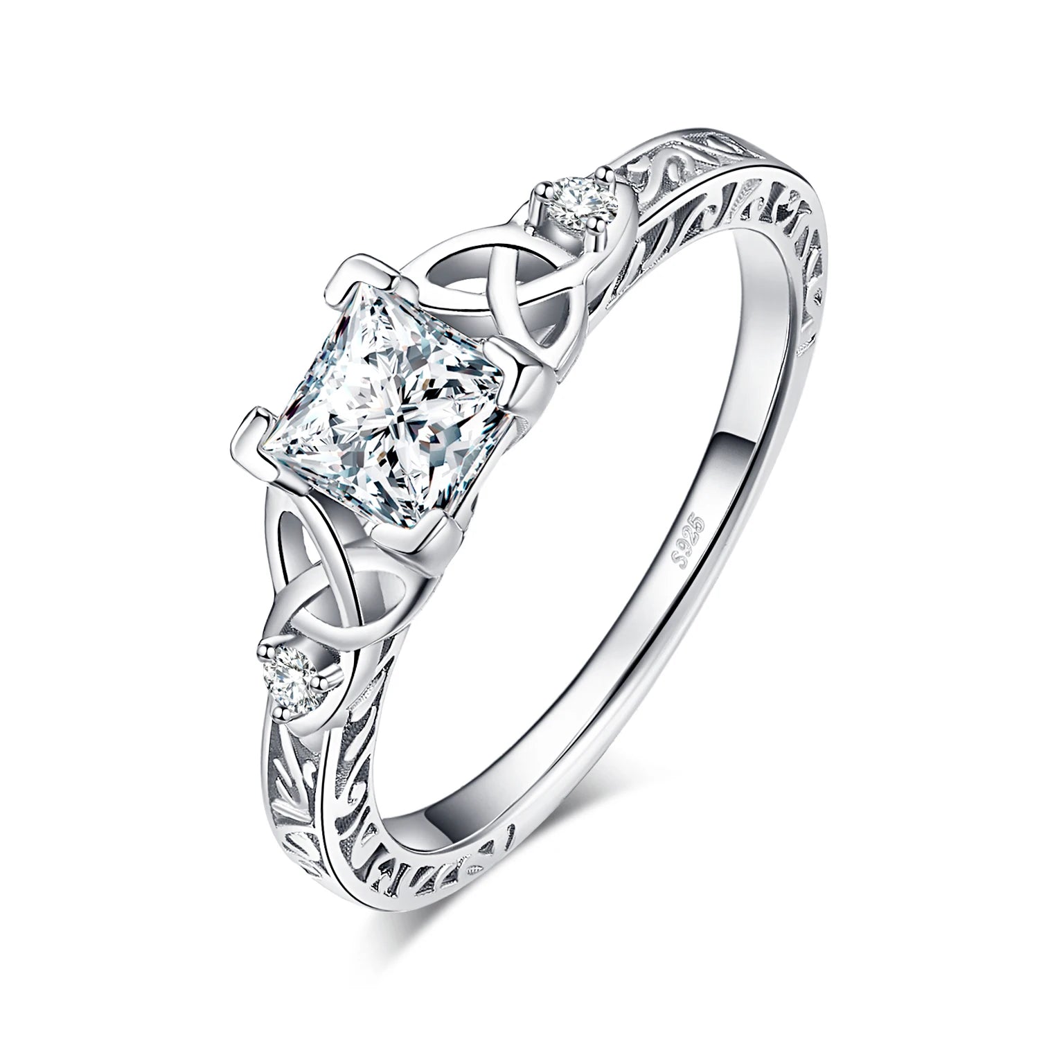 Celtic 925 Sterling Silver Engagement Ring by JewelryPalace