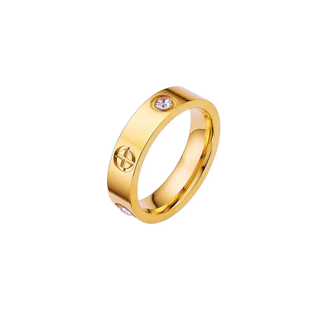 Stainless Steel Cross Ring with Zircon Love for Couples