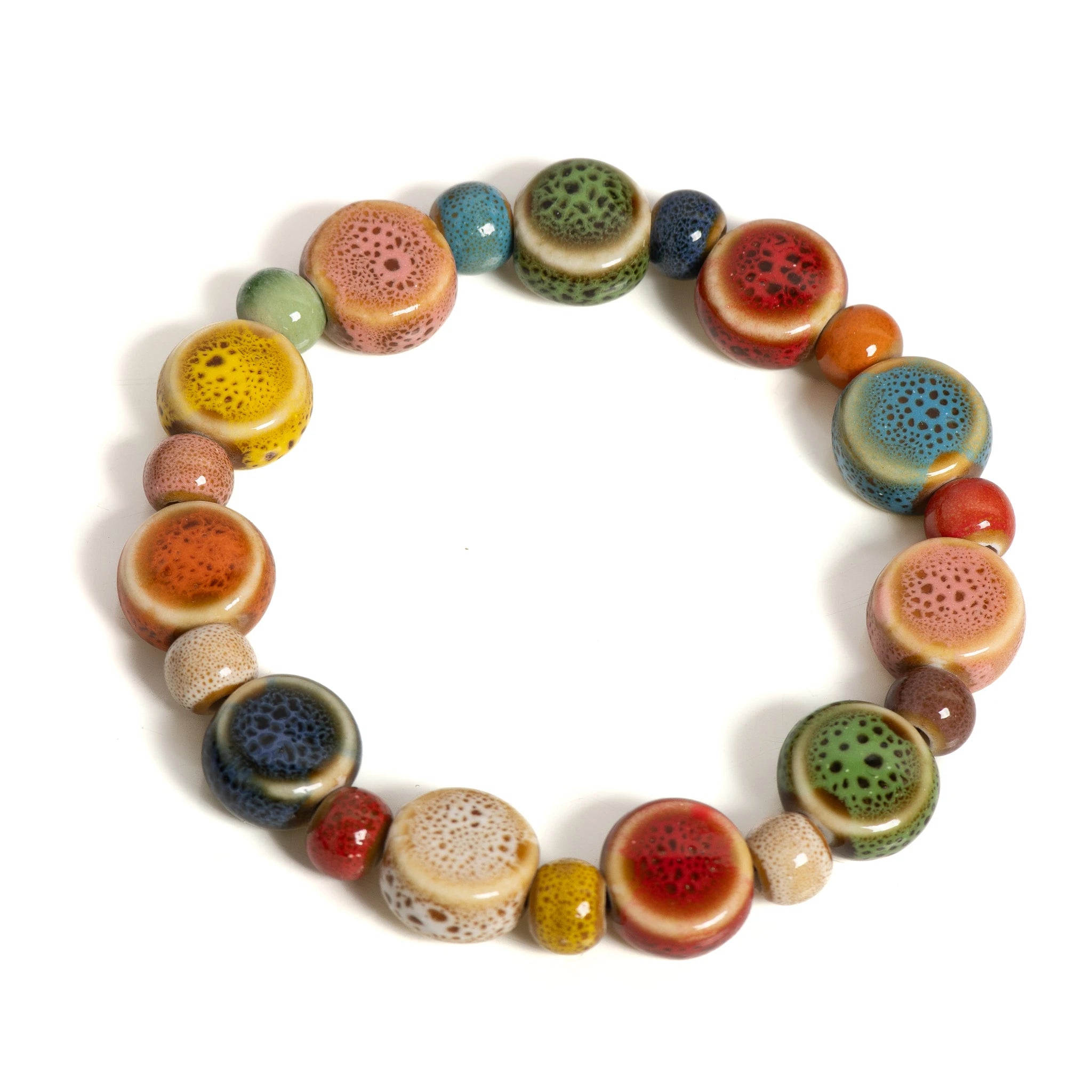 Ceramic Beaded Bracelet with Starfish and Seashells for Women