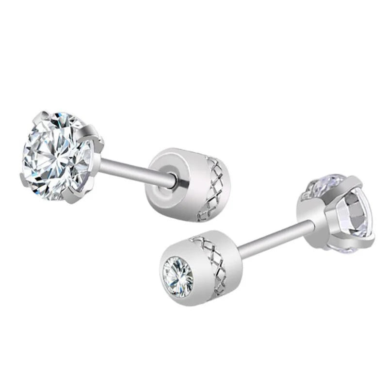Stainless Steel Crystals Stud Earrings for Men and Women