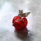 925 Sterling Silver Big Red Apple Pendant Locket for Women