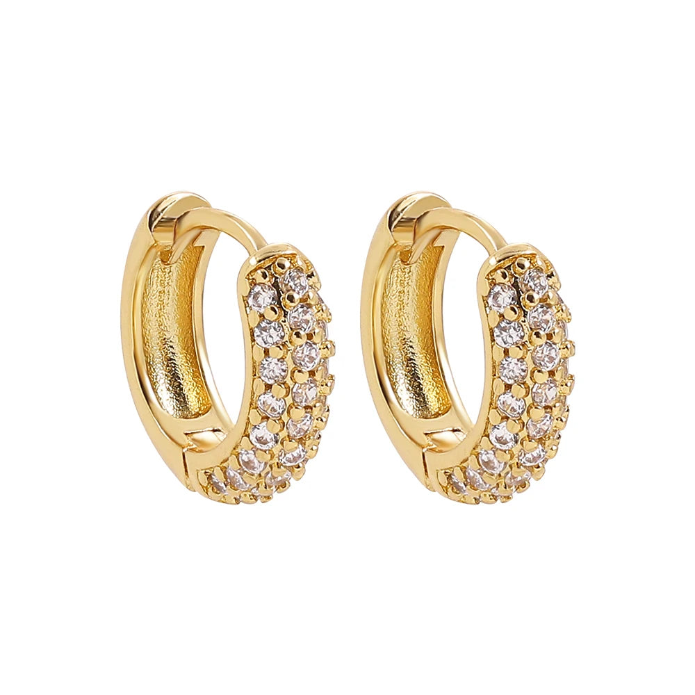 CZ Zircon Gold Plated Huggie Hoop Earrings for Women
