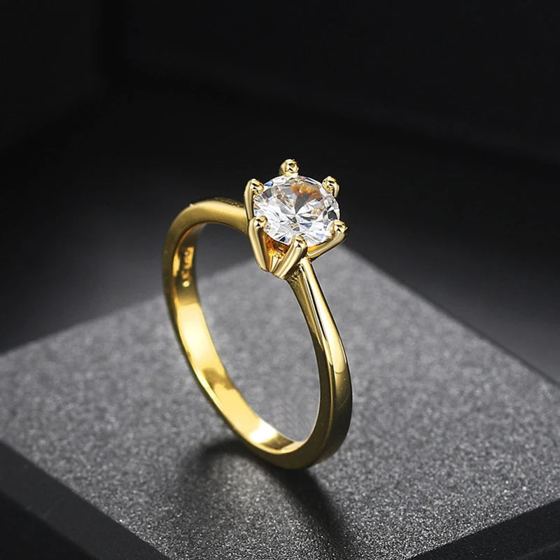 Classic Gold Color Zirconia Wedding Ring for Women R174
