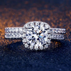 Women Silver Zircon Engagement Ring Set Bridal Jewelry
