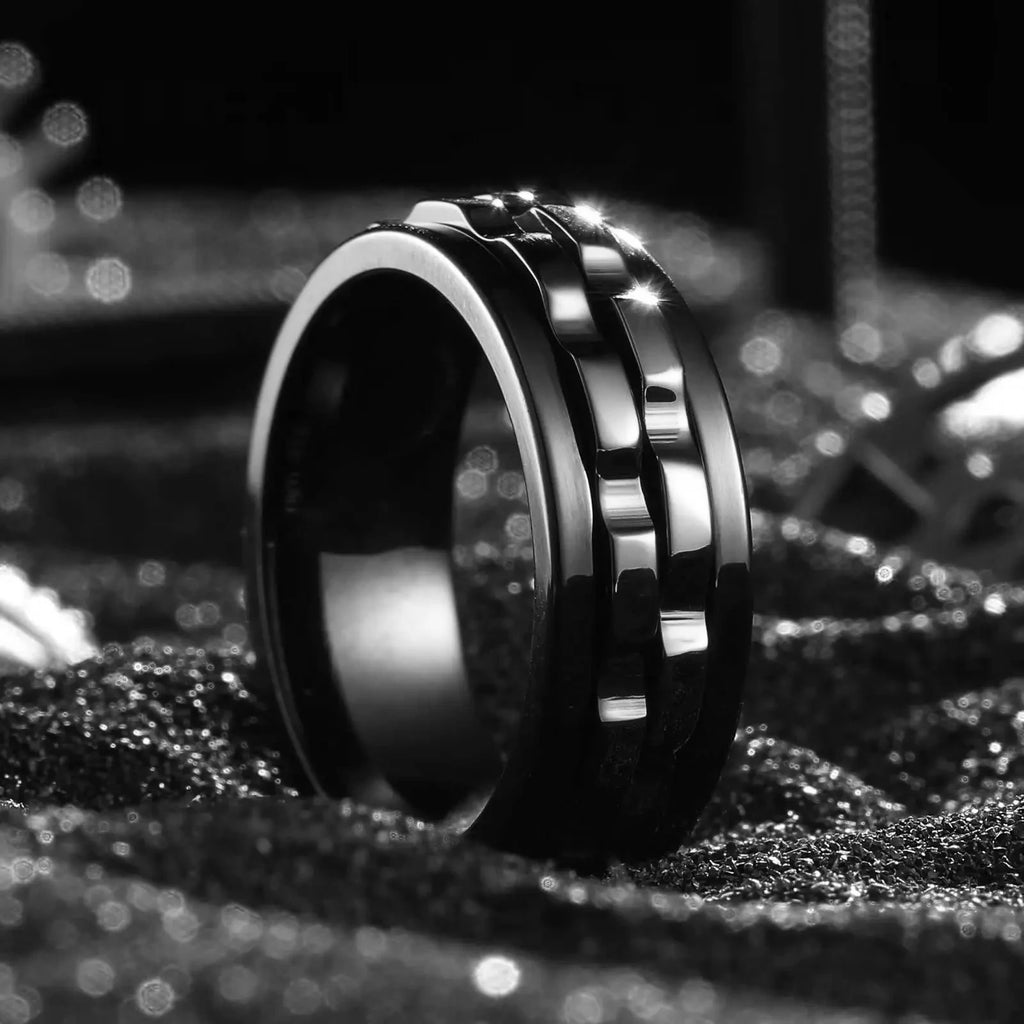 Rotating Fidget Ring for Men - Titanium Steel Spinner Ring