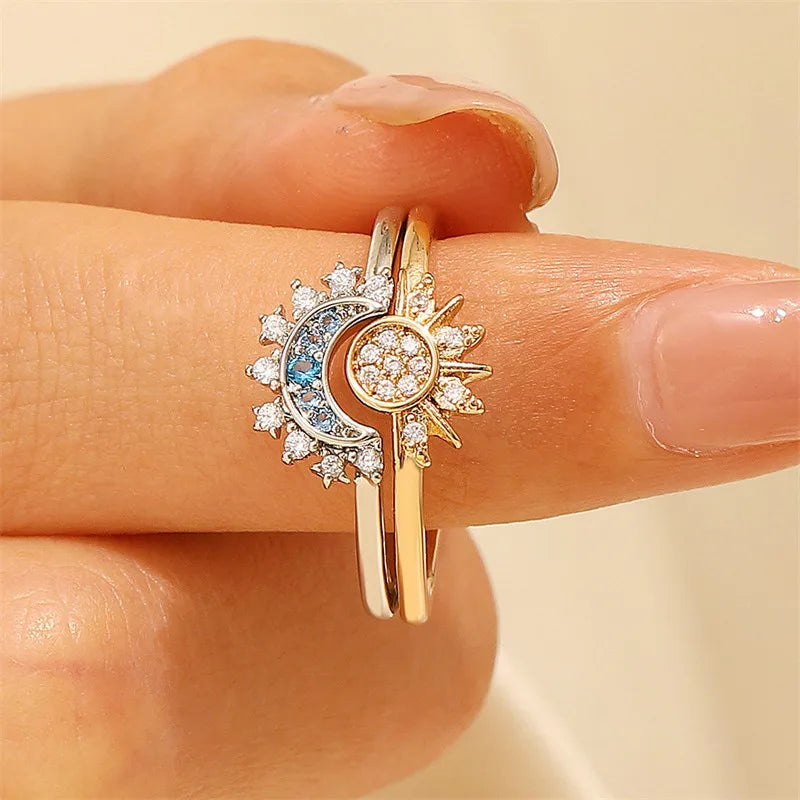 Sun and Moon Adjustable Ring Fashion Jewelry Gift
