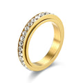 Fidget Anxiety Ring Women's Stainless Steel Crystal Spinner