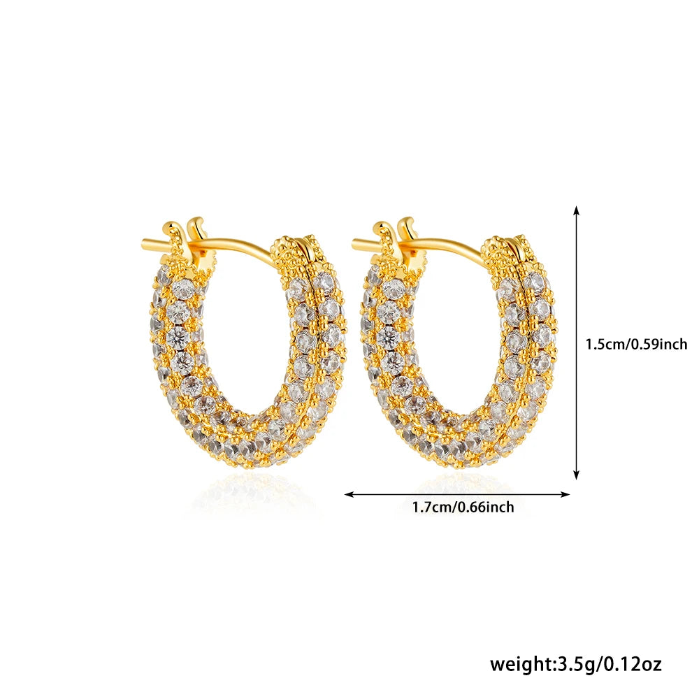 CZ Zircon Gold Plated Huggie Hoop Earrings for Women