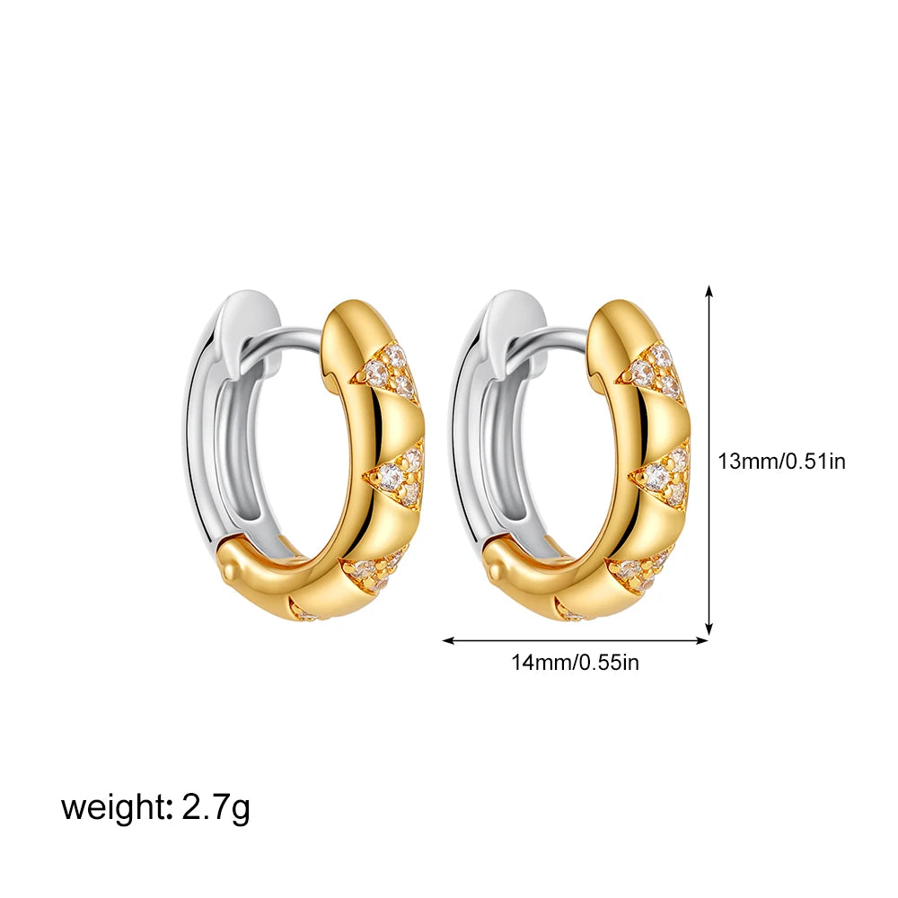 CZ Zircon Gold Plated Huggie Hoop Earrings for Women