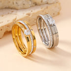Stainless Steel Three-Piece Ring Set for Women by HYFAD