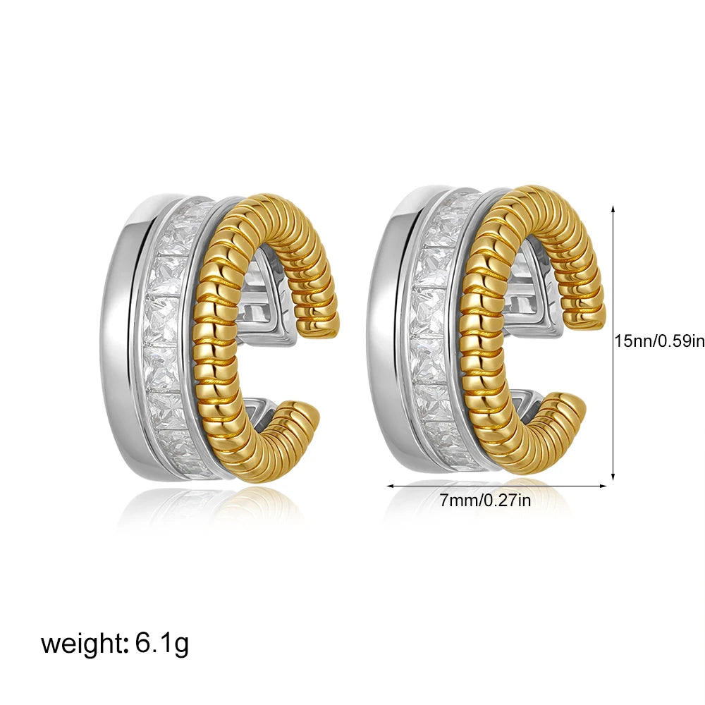 CZ Zircon Gold Plated Huggie Hoop Earrings for Women