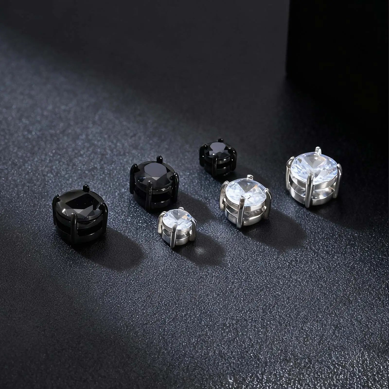 Punk Round Magnetic Zircon Stainless Steel Clip Earrings