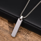 Stainless Steel Initials Vertical Bar Necklace for Men