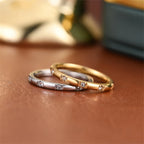 Women's Titanium Stainless Steel Crystal Ring 2mm Silver Color