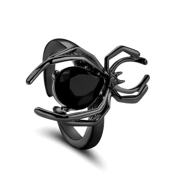 Gothic Spider Webs Lizard Ring for Men Antique Silver