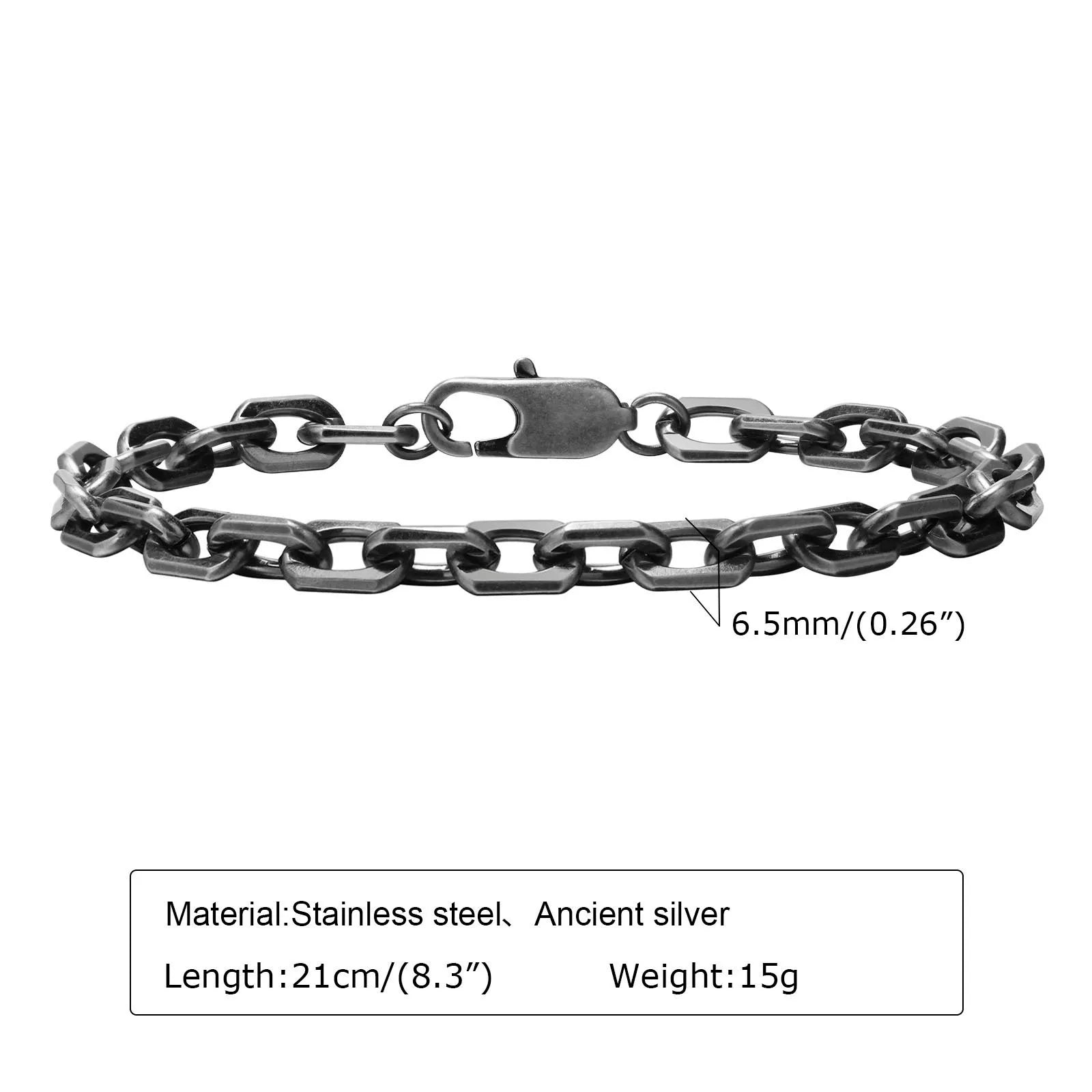 Byzantine Stainless Steel Grey Chain Bracelet for Men