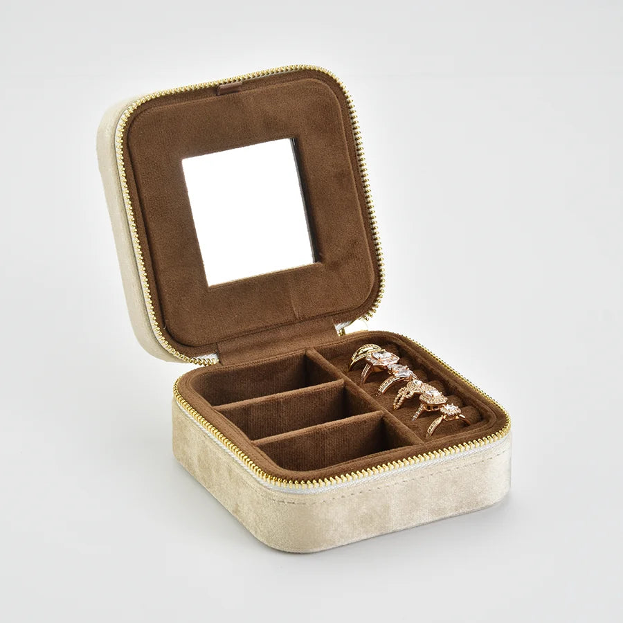 Vintage Velvet Travel Jewelry Storage Ring Box
