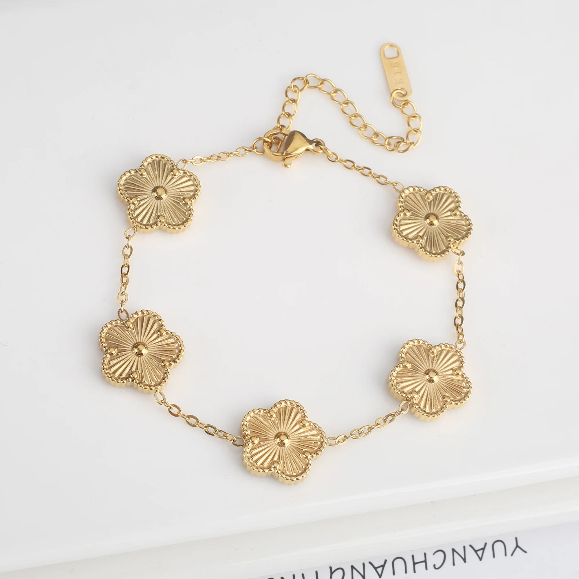 Five Leaf Flower Bracelet in Stainless Steel for Women