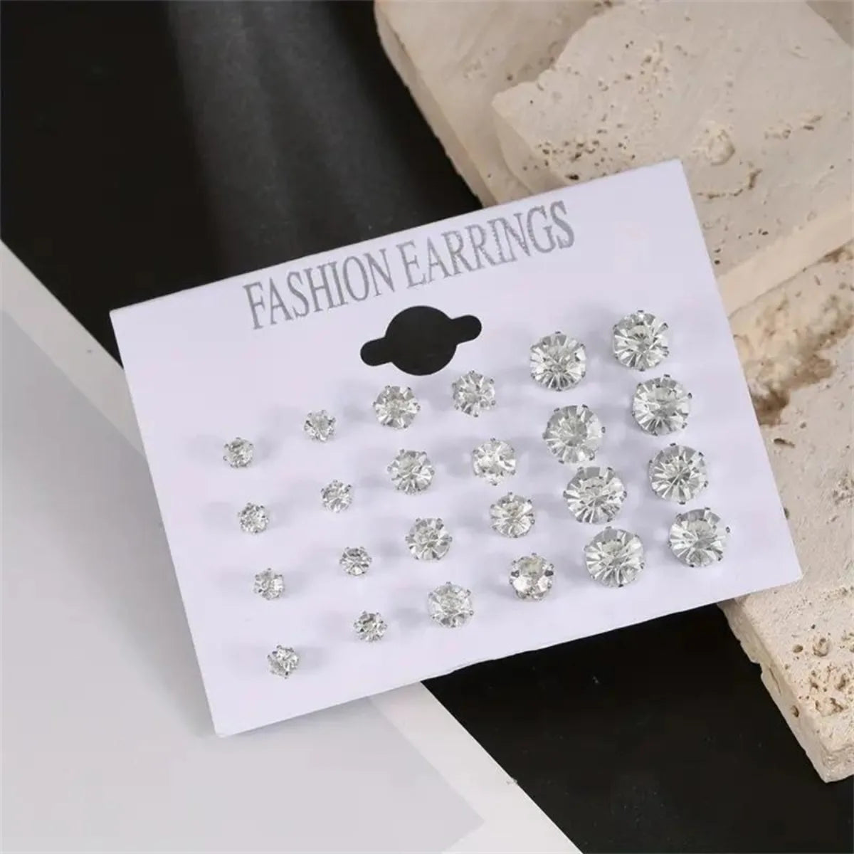 Stainless Steel Stud Earrings Set with Gemstone Buds Unisex
