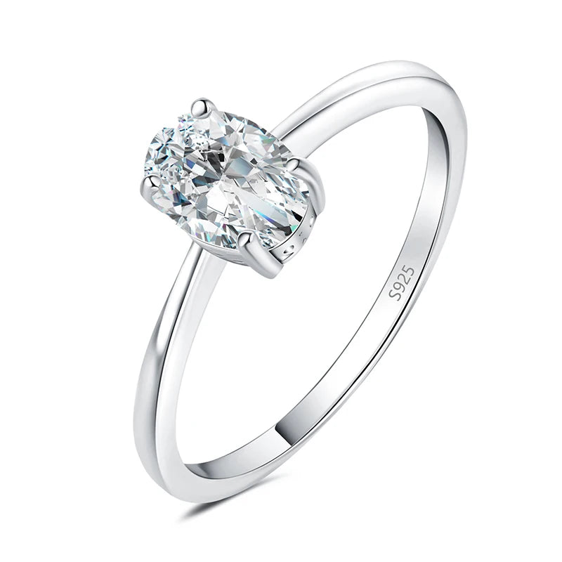 JewelryPalace 925 Sterling Silver Oval Solitaire Engagement Ring