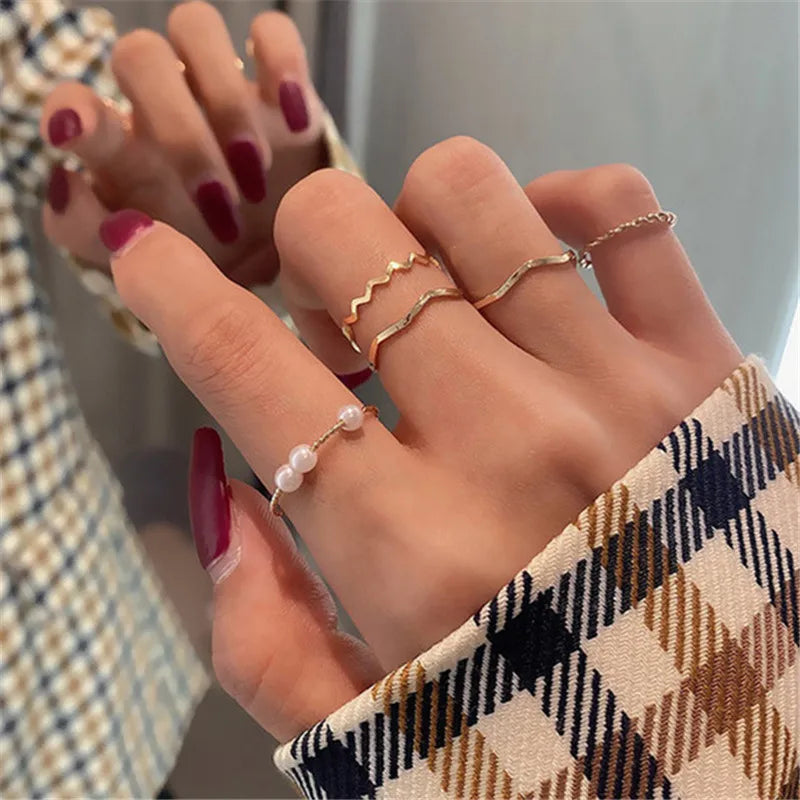 Cubic Zirconia Silver Crystal Rings Set for Women