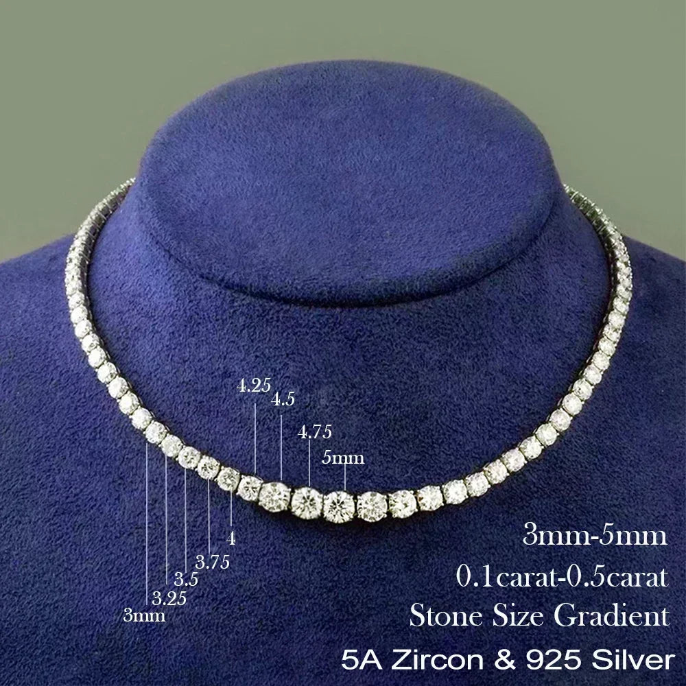 Moissanite Diamond Tennis Necklace S925 Silver Choker Women