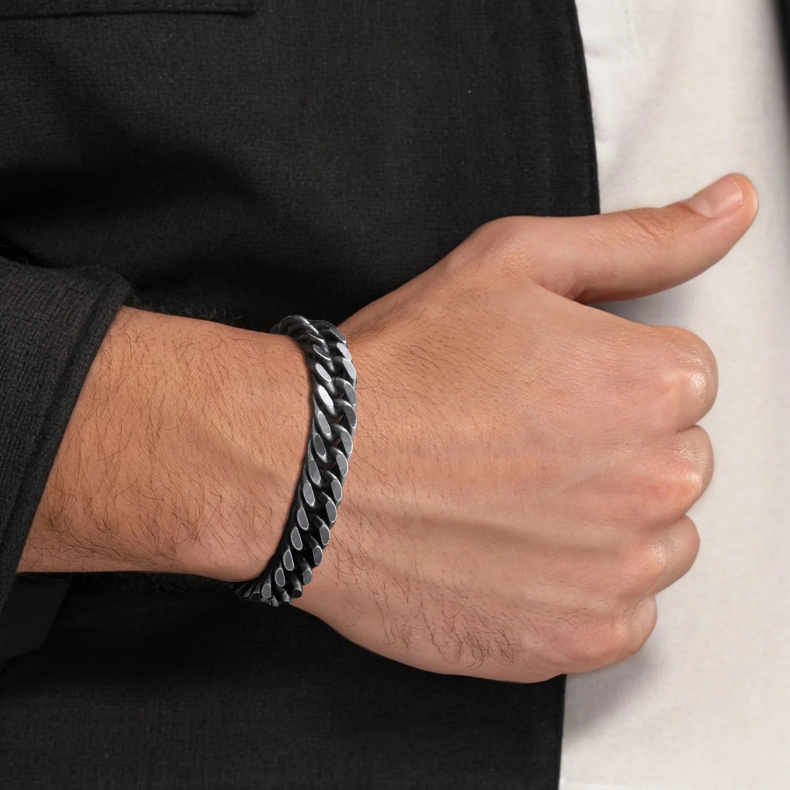 Gold Plated Chunky Chain Bracelet for Men, Stainless Steel