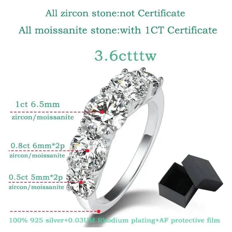 3.6CT Moissanite Wedding Band Ring for Women in Sterling Silver