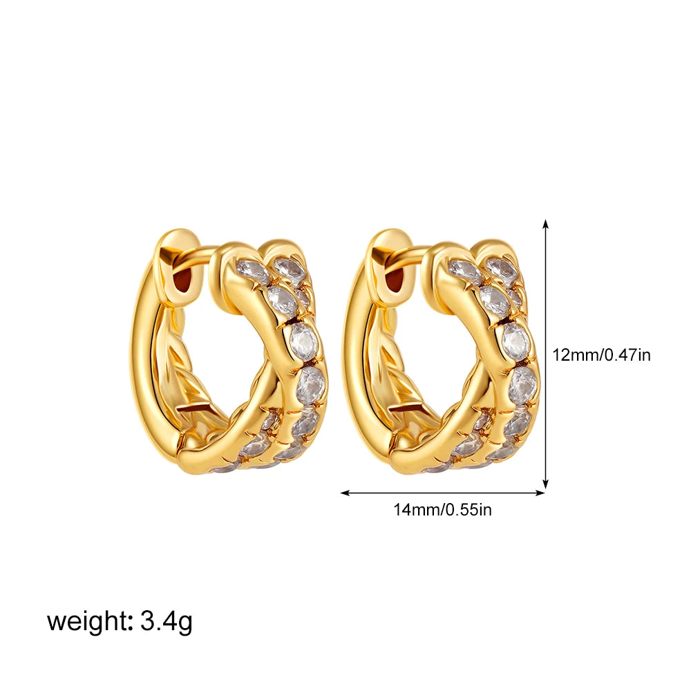 CZ Zircon Gold Plated Huggie Hoop Earrings for Women