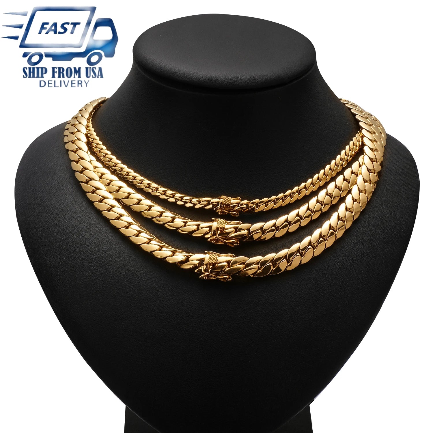 Gold Cuban Link Chain Necklace for Men, Hip Hop Style Jewelry
