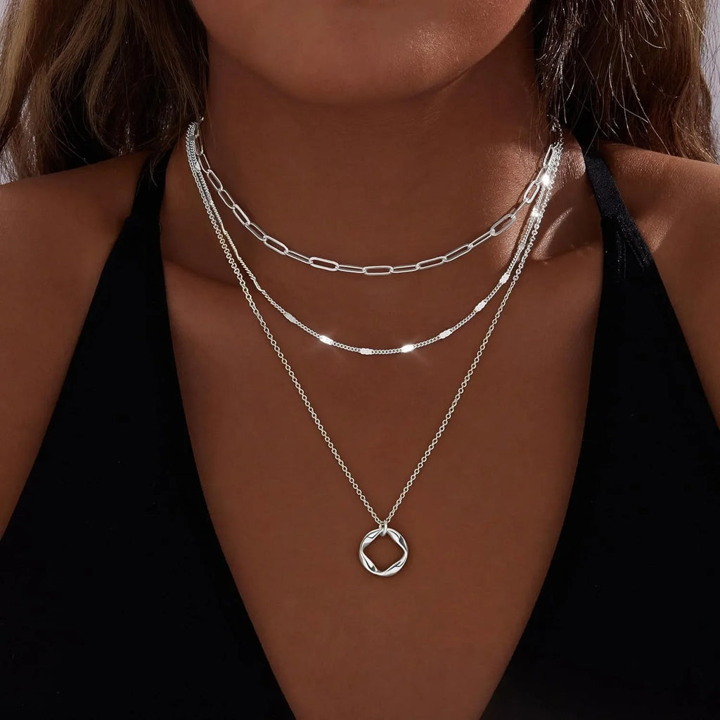 14k Gold Plated Layered Necklace Set for Women