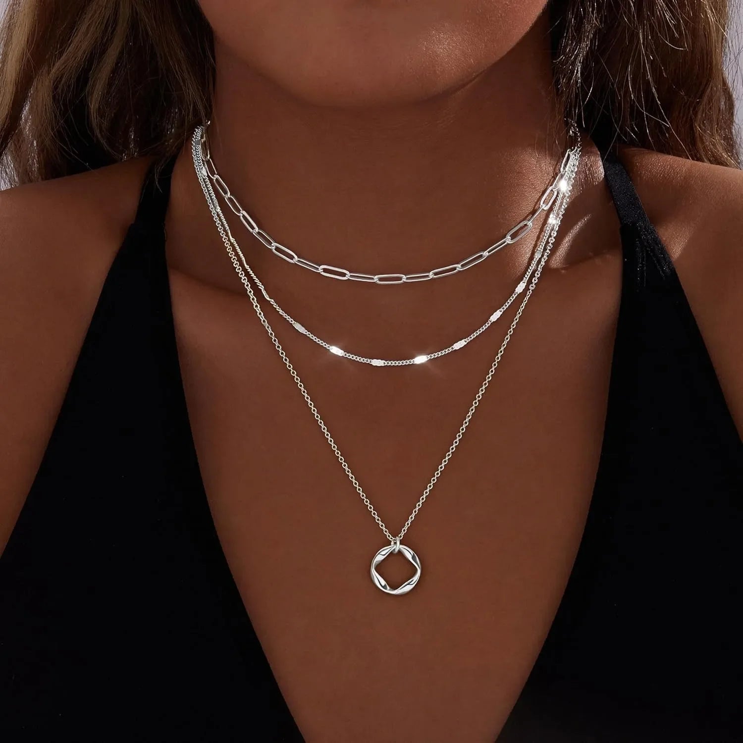 14k Gold Plated Layered Necklace Set for Women