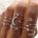 Cubic Zirconia Silver Crystal Rings Set for Women