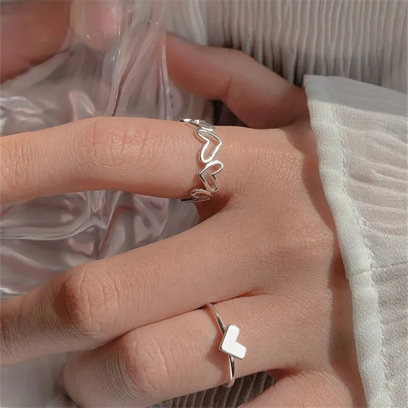Cubic Zirconia Silver Crystal Rings Set for Women