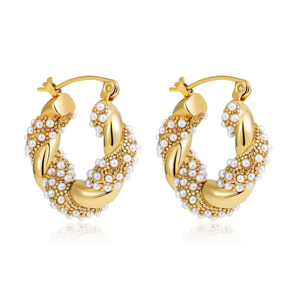 CZ Zircon Gold Plated Huggie Hoop Earrings for Women