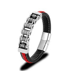 Genuine Leather Bracelet MKENDN Punk Men Biker Chain