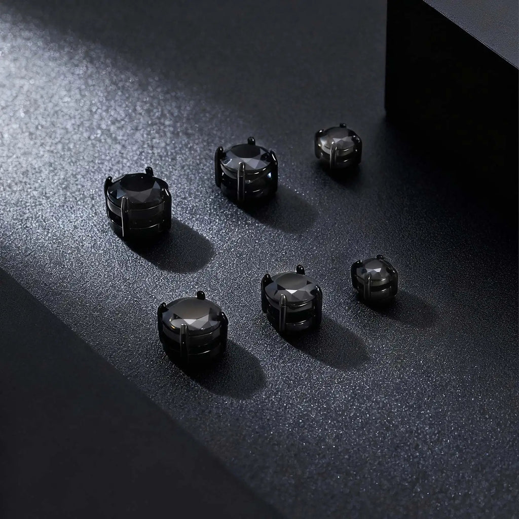 Punk Round Magnetic Zircon Stainless Steel Clip Earrings