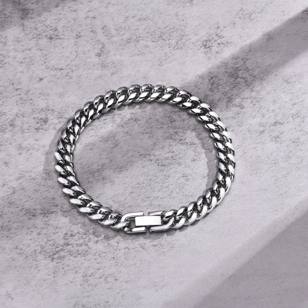 Cuban Chain Bracelets VNOX 6/8/10/12mm Stainless Steel Silver