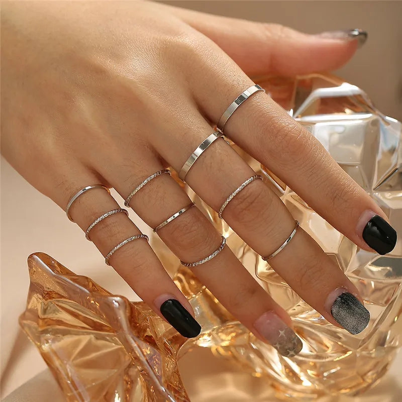 Cubic Zirconia Silver Crystal Rings Set for Women