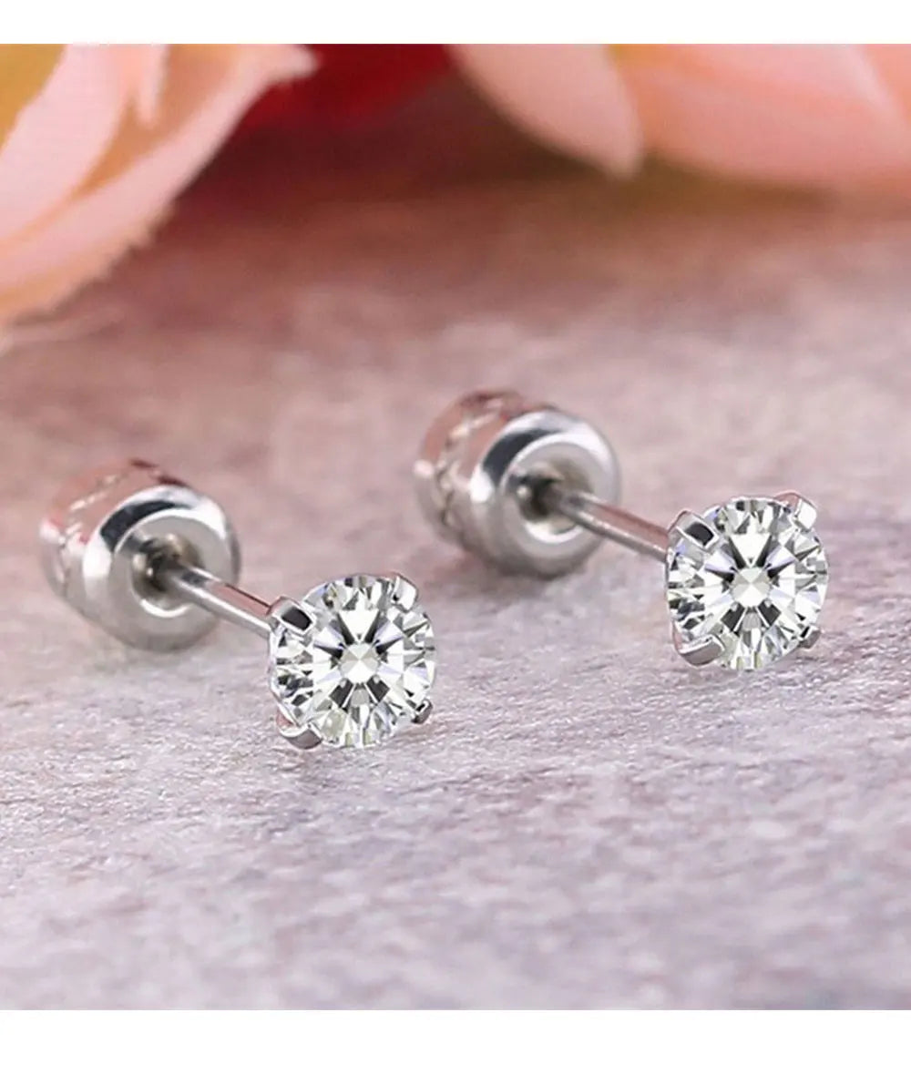 Stainless Steel Crystals Stud Earrings for Men and Women
