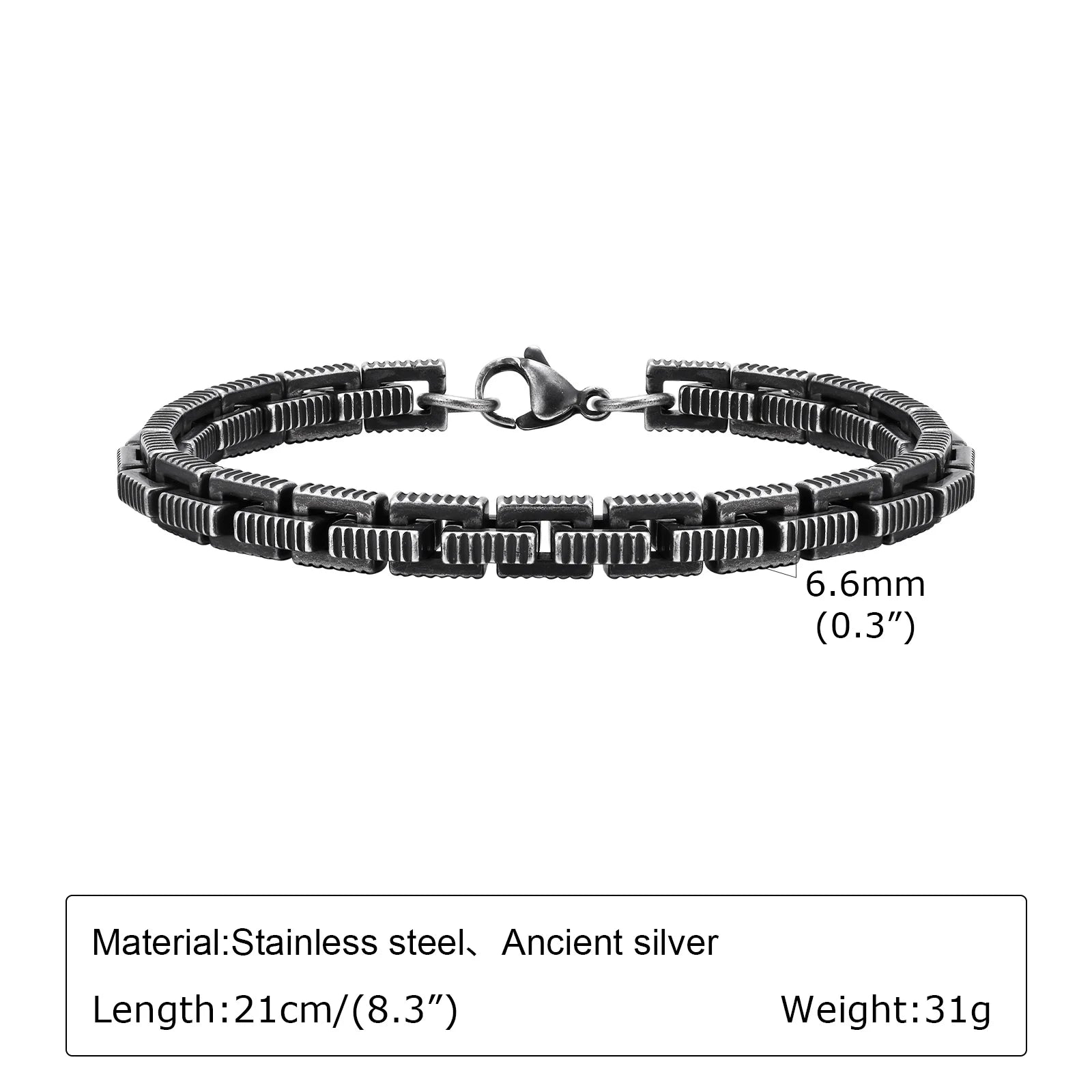 Byzantine Stainless Steel Grey Chain Bracelet for Men