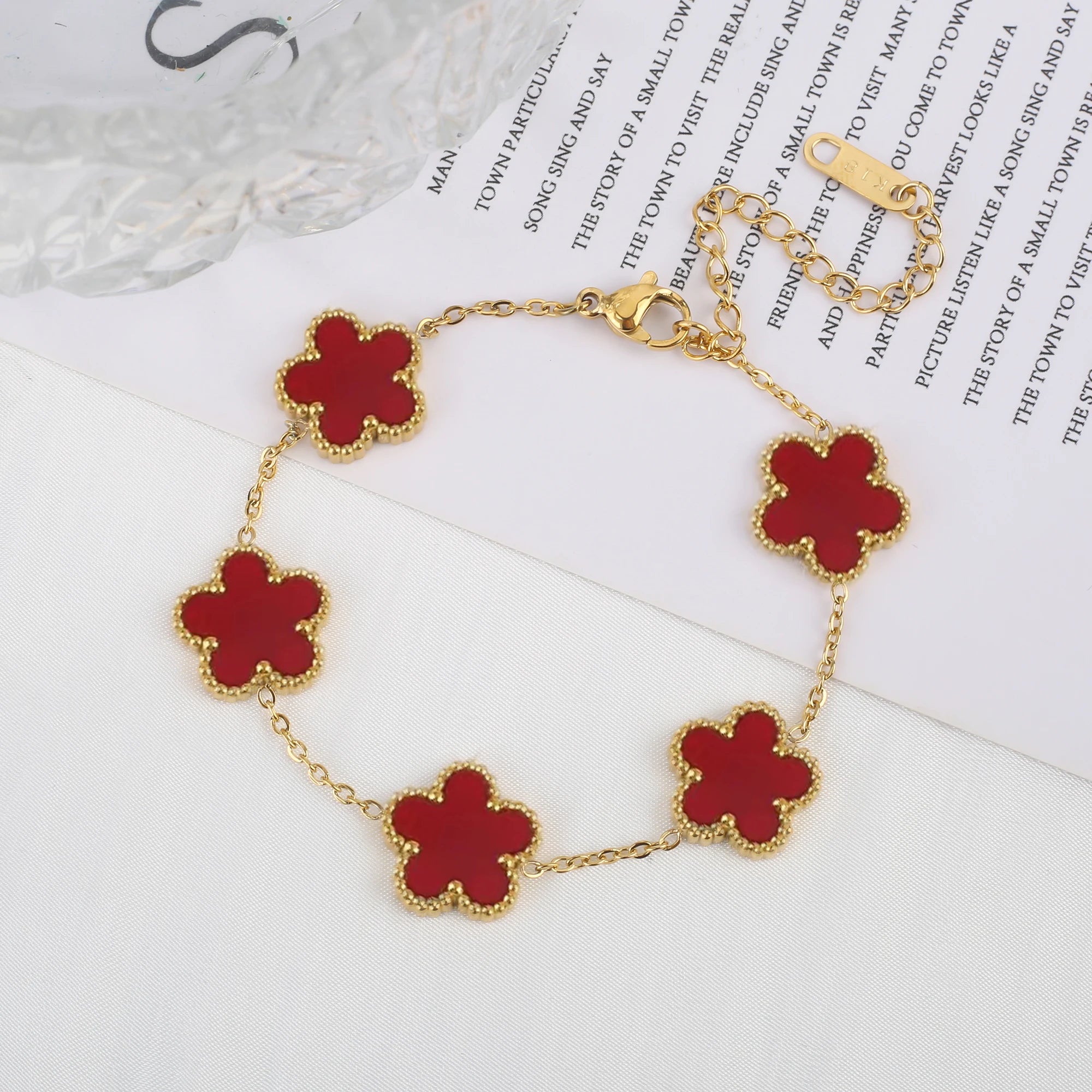 Five Leaf Flower Bracelet in Stainless Steel for Women