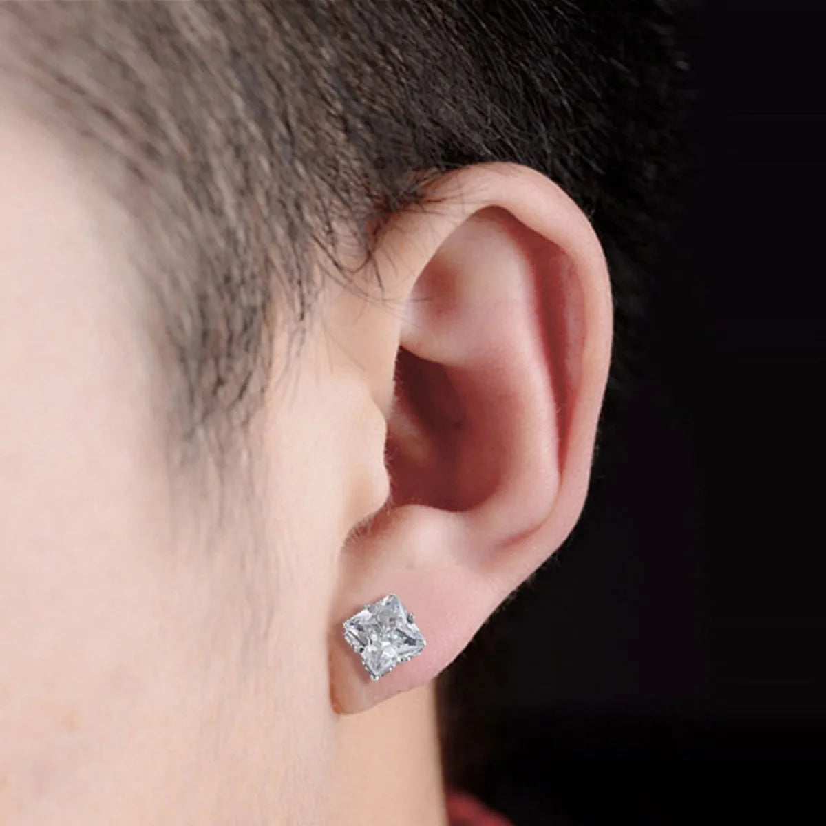 Stainless Steel Stud Earrings Set with Gemstone Buds Unisex