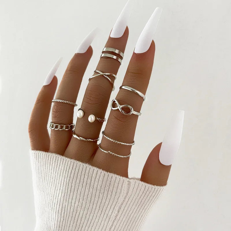 Cubic Zirconia Silver Crystal Rings Set for Women