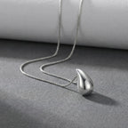 Waterdrop Pendant Necklace Women Stainless Steel Snake Chain