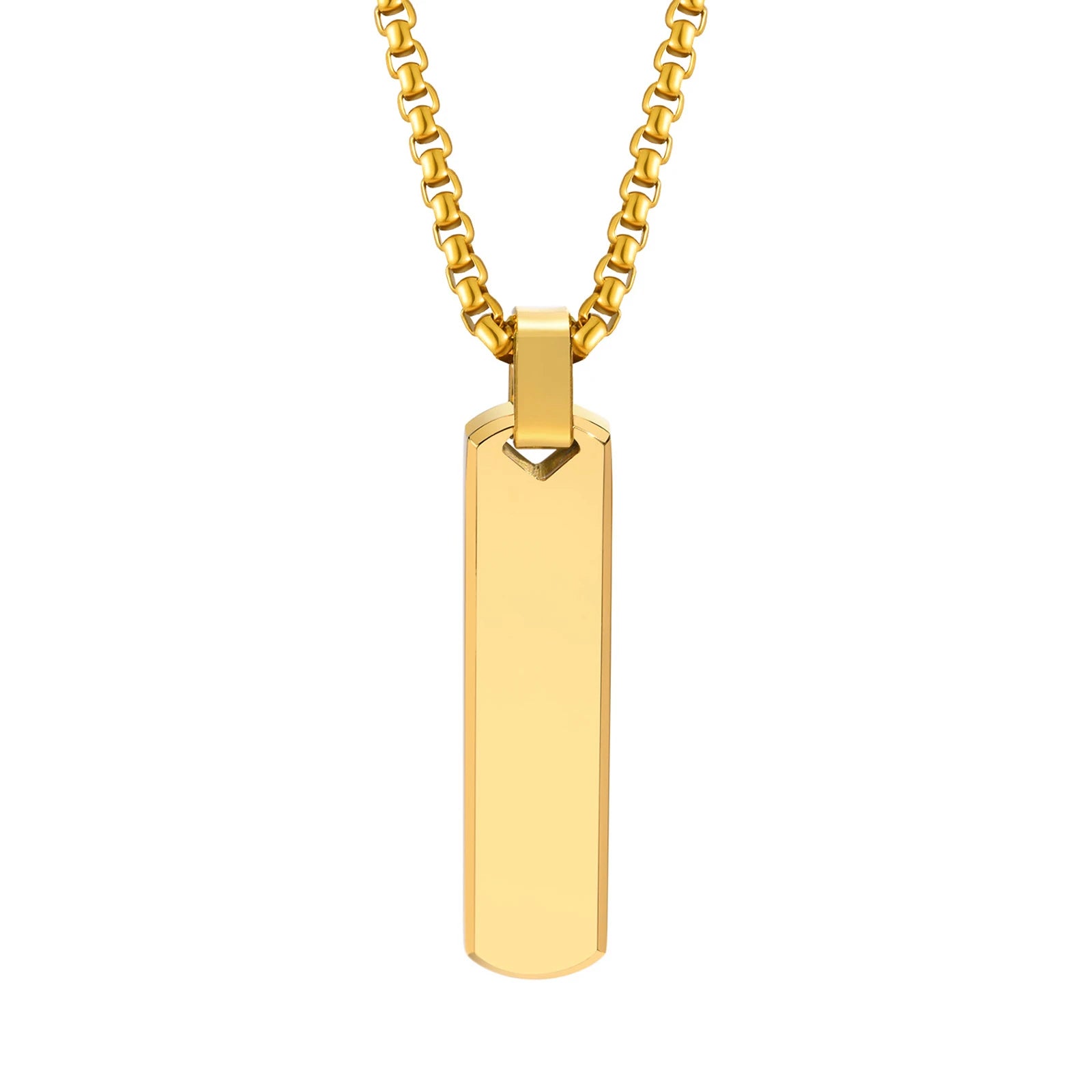 Stainless Steel Initials Vertical Bar Necklace for Men