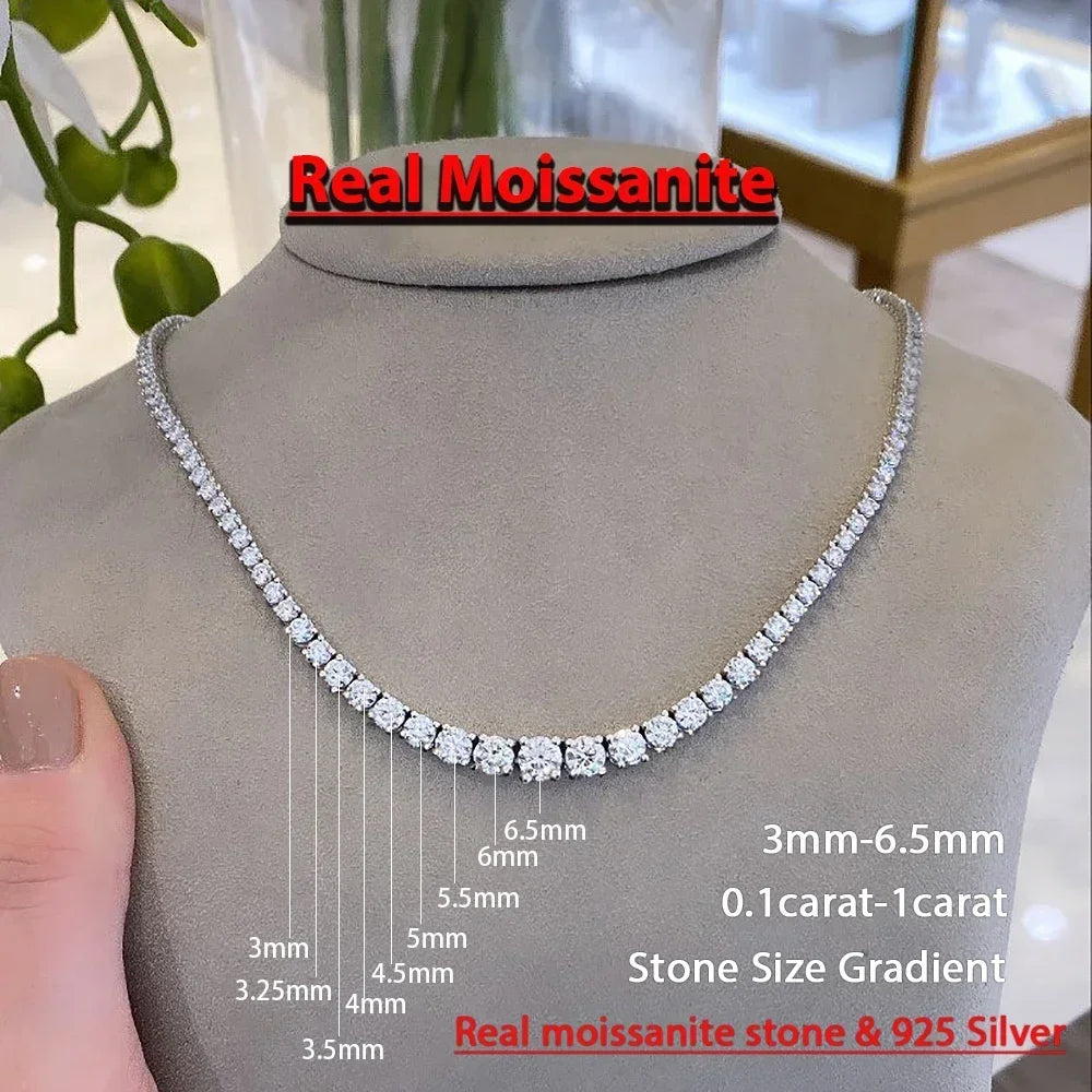 Moissanite Diamond Tennis Necklace S925 Silver Choker Women